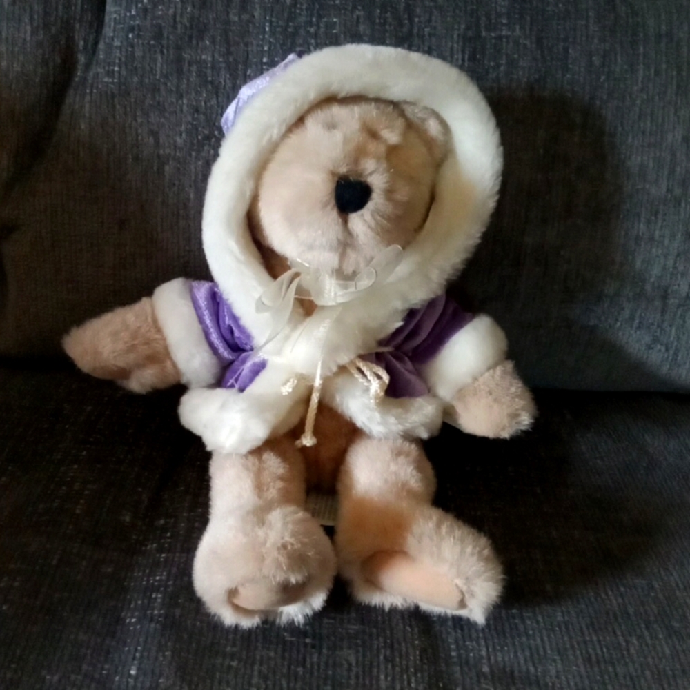 Little Teddy Bear with Lilac Winter Jacket